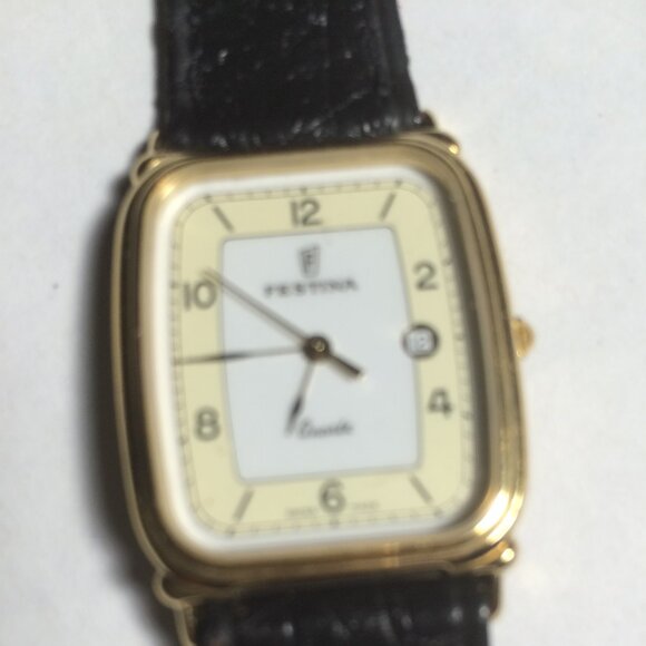 Swiss Made Festina Tank Watch Gold Finish New Old Stock - Picture 1 of 9